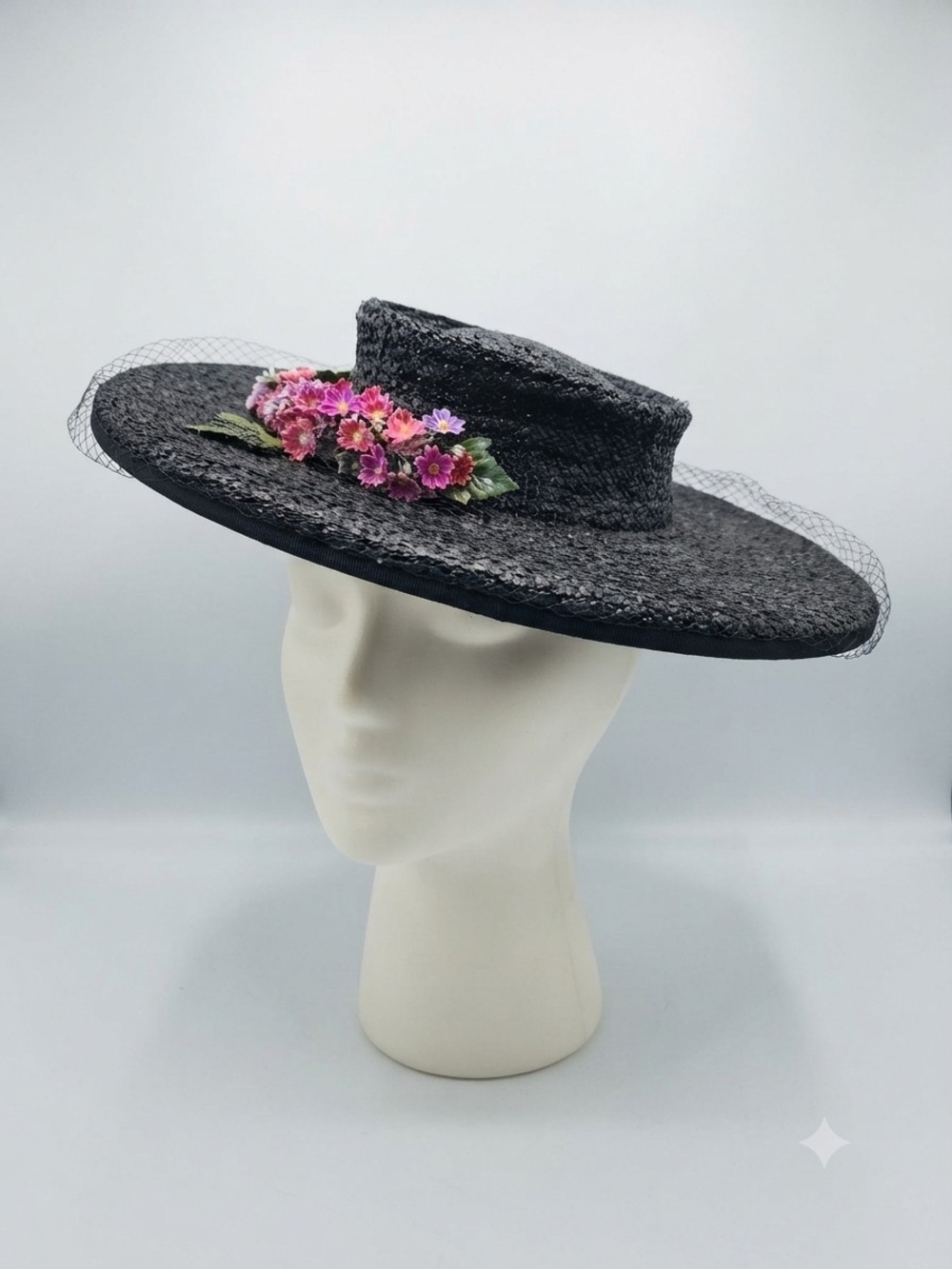 Vintage 1930s Edwarian Era Cartwheel Boaters Hat